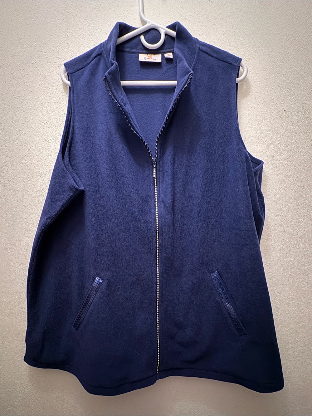 Quacker Factory Navy Blue Fleece Zip Vest